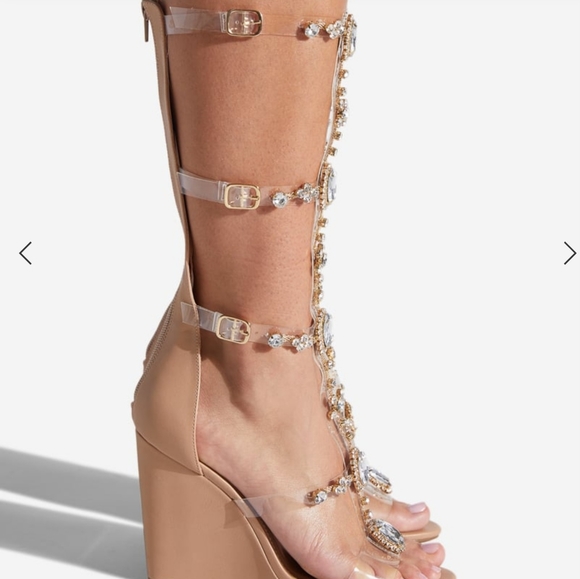 COPY - BEDAZZLED Gladiator Wedge Sandals size 9 *NEW* - Picture 5 of 5